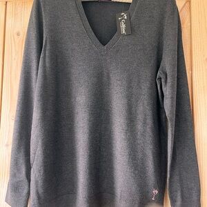 Golftini - Women's Charcoal Stretch V-Neck Sweater